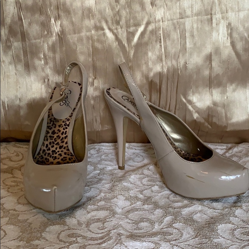 Nude sling back heel